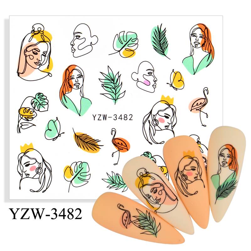 2021 Newest Yzw3471-3585 Water Transfer Sticker Nail Art Decals Diy Fashion Wraps Foils Tips Manicure Tools Wholesale Supplies